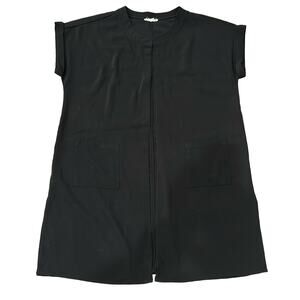 Pleione Women's Open Front Short Sleeve Cardigan Black Size L